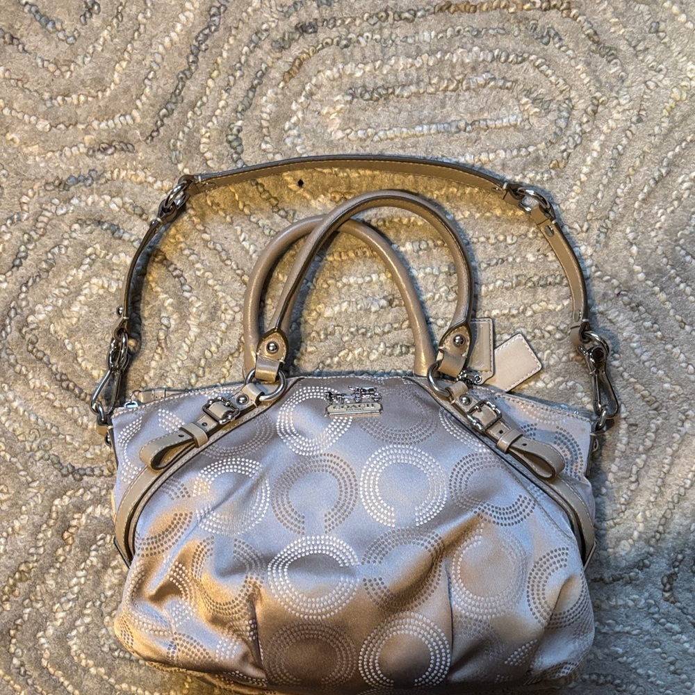 Coach Metallic Taupe Signature Circle Satchel